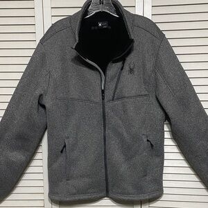 Spyder Gray Fleece Sherpa Lined Waffle Knit Jacket Size M